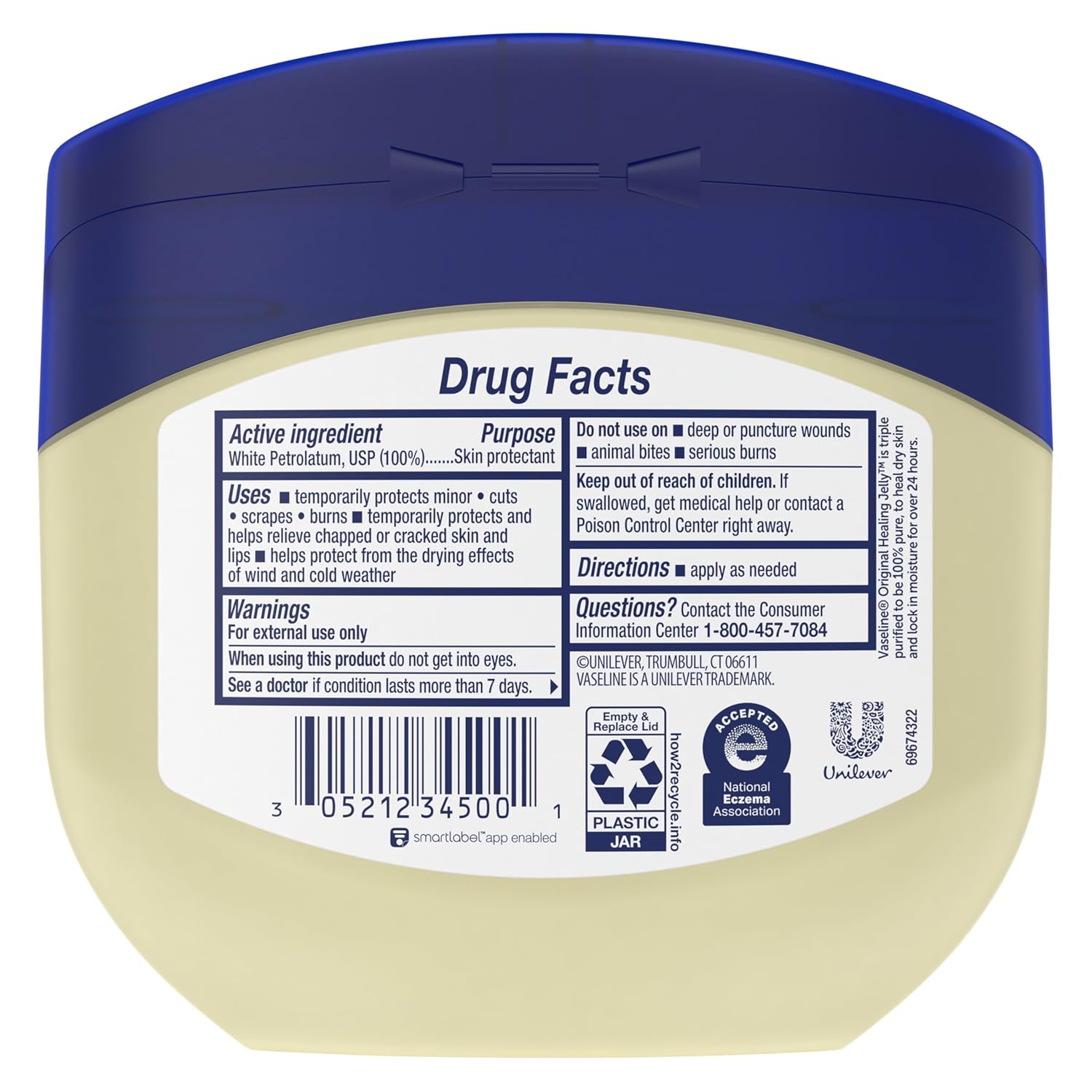 Vaseline Petroleum Jelly Original Skin Protectant 13 oz jar with blue lid
