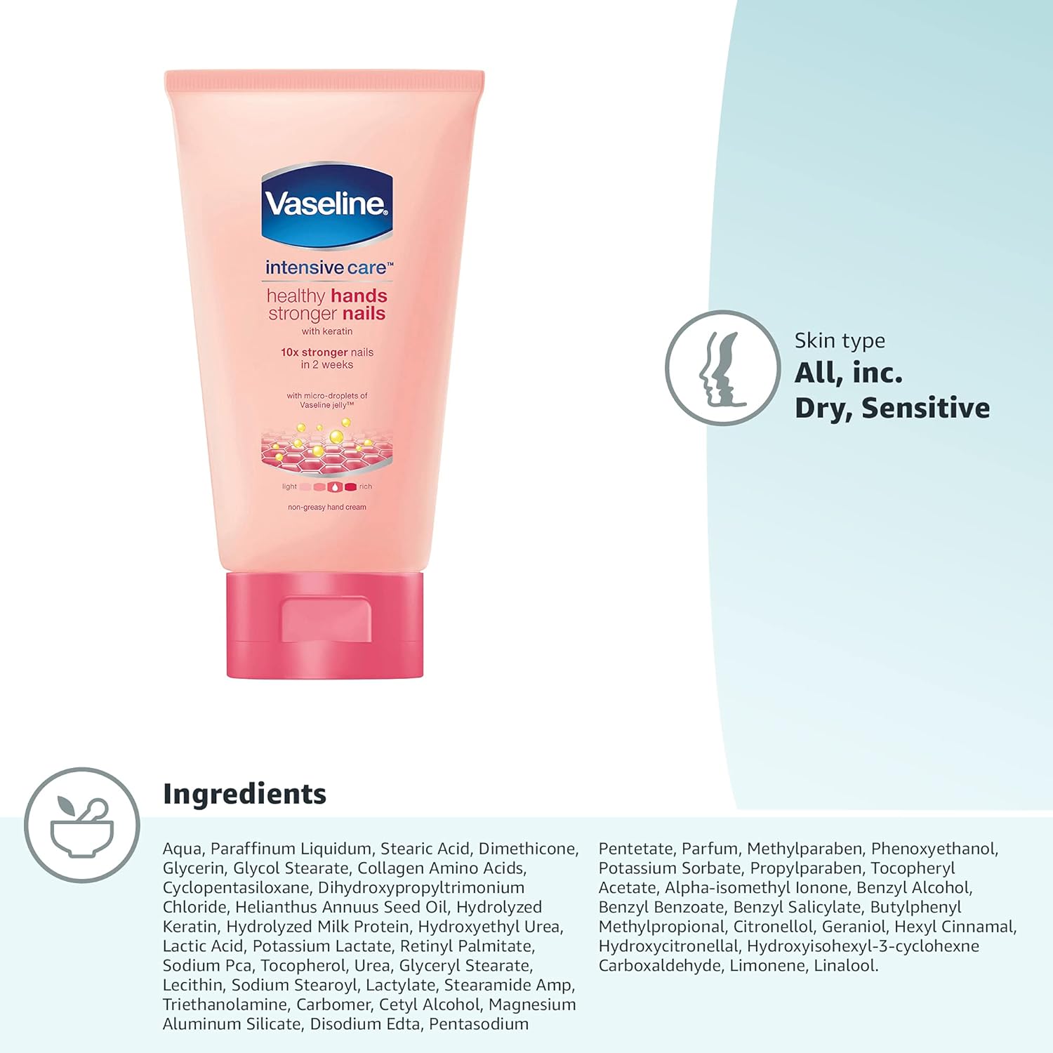 Vaseline Intensive Care Healthy Hands Stronger Nails hand cream 75ml tube