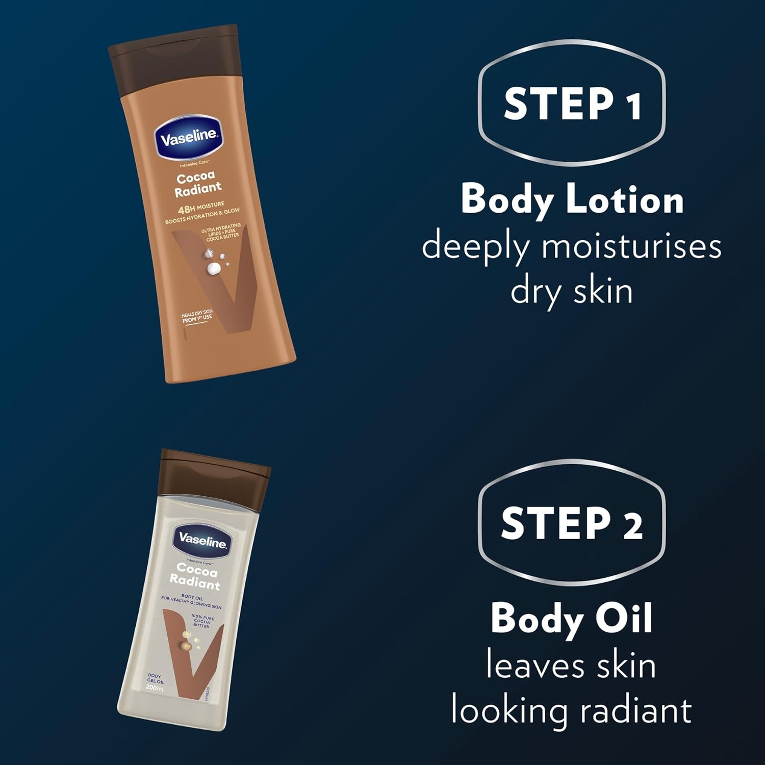 Vaseline Intensive Care Cocoa Radiant Body Gel Oil 200ml bottle