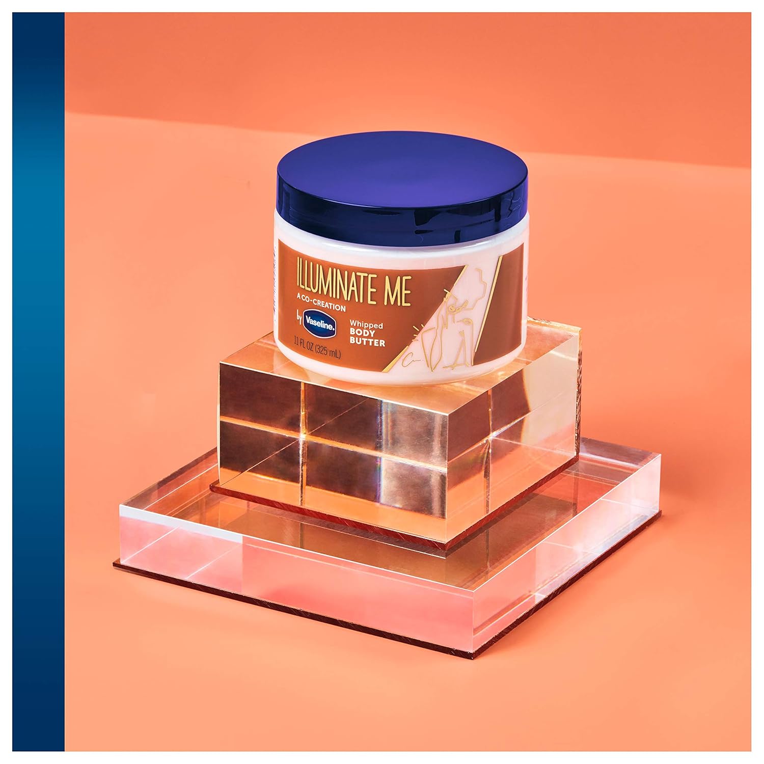 Vaseline Illuminate Me Whipped Body Butter 325ml with dark blue lid