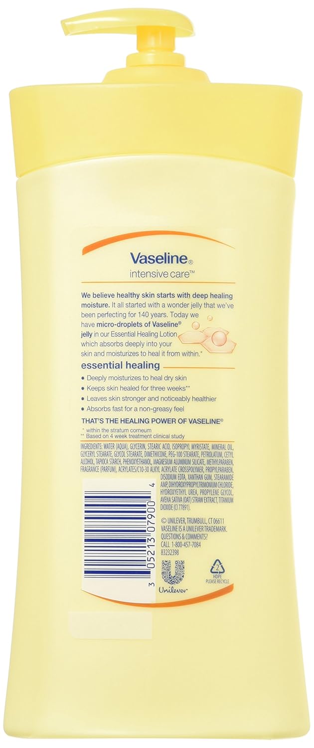 Vaseline Intensive Care Essential Healing yellow body lotion pump bottle 600 mL