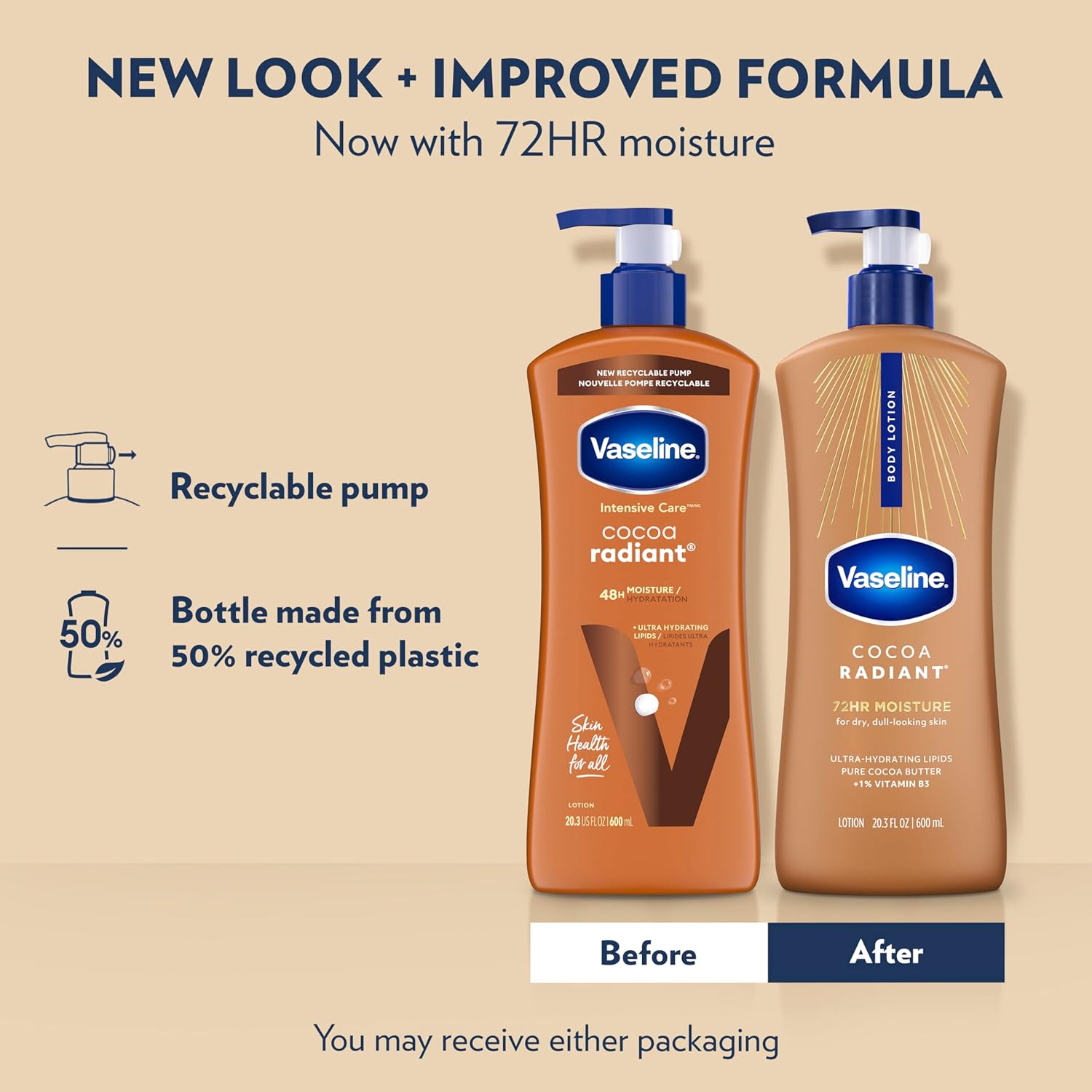 Vaseline Intensive Care Cocoa Radiant body lotion 600 mL pump bottle