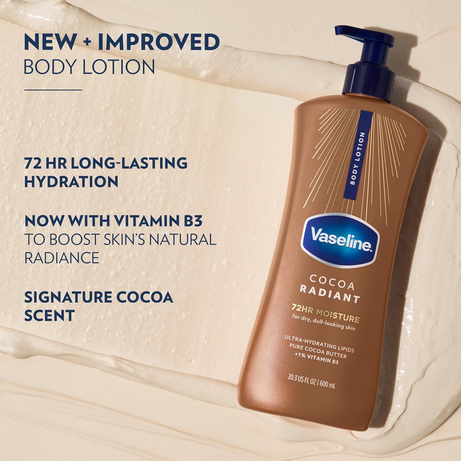 Vaseline Intensive Care Cocoa Radiant body lotion 600ml pump bottle