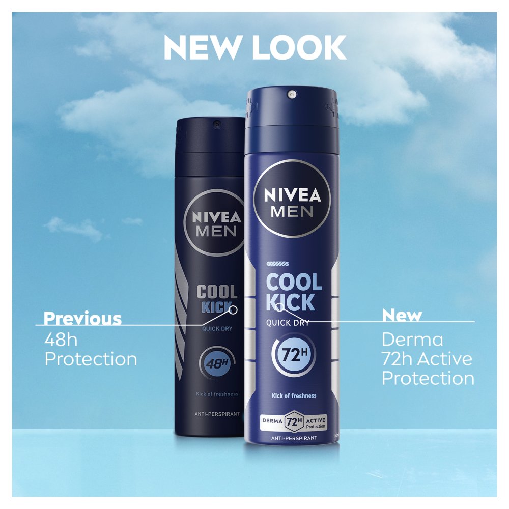 NIVEA Men Cool Kick anti-perspirant deodorant spray 150ml dark blue can