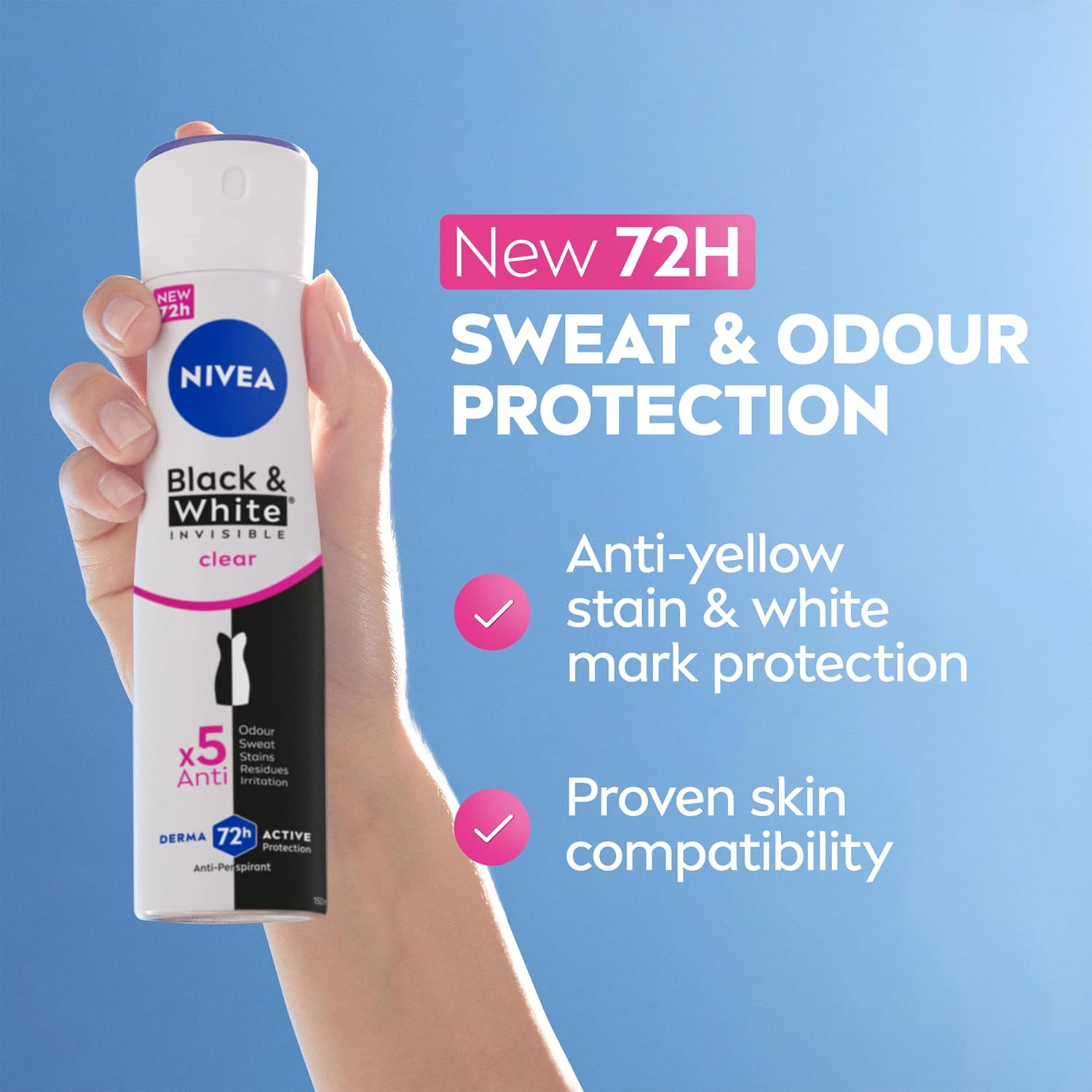Nivea Black & White Invisible Clear women's deodorant spray 150ml