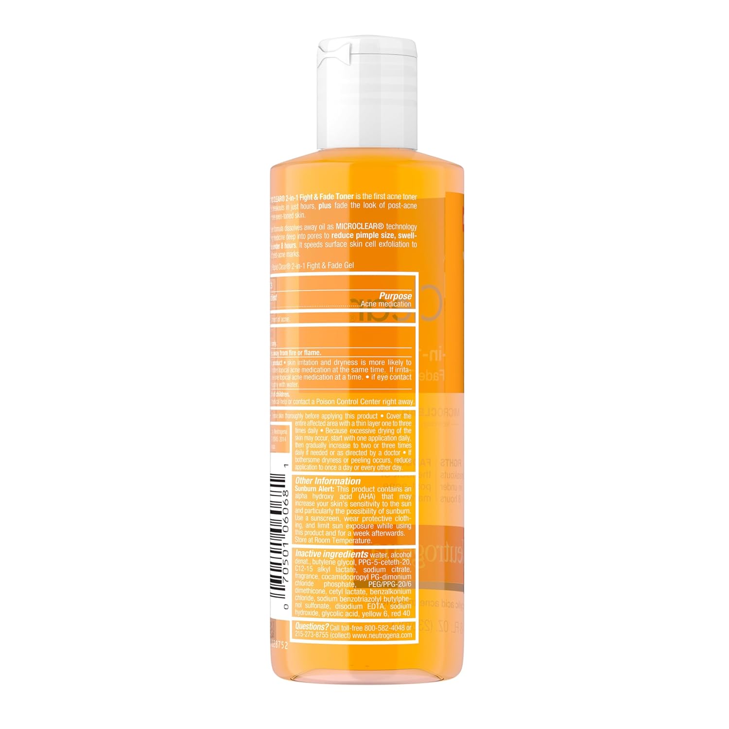 Neutrogena Rapid Clear 2-in-1 Fight & Fade Toner 236ml orange bottle