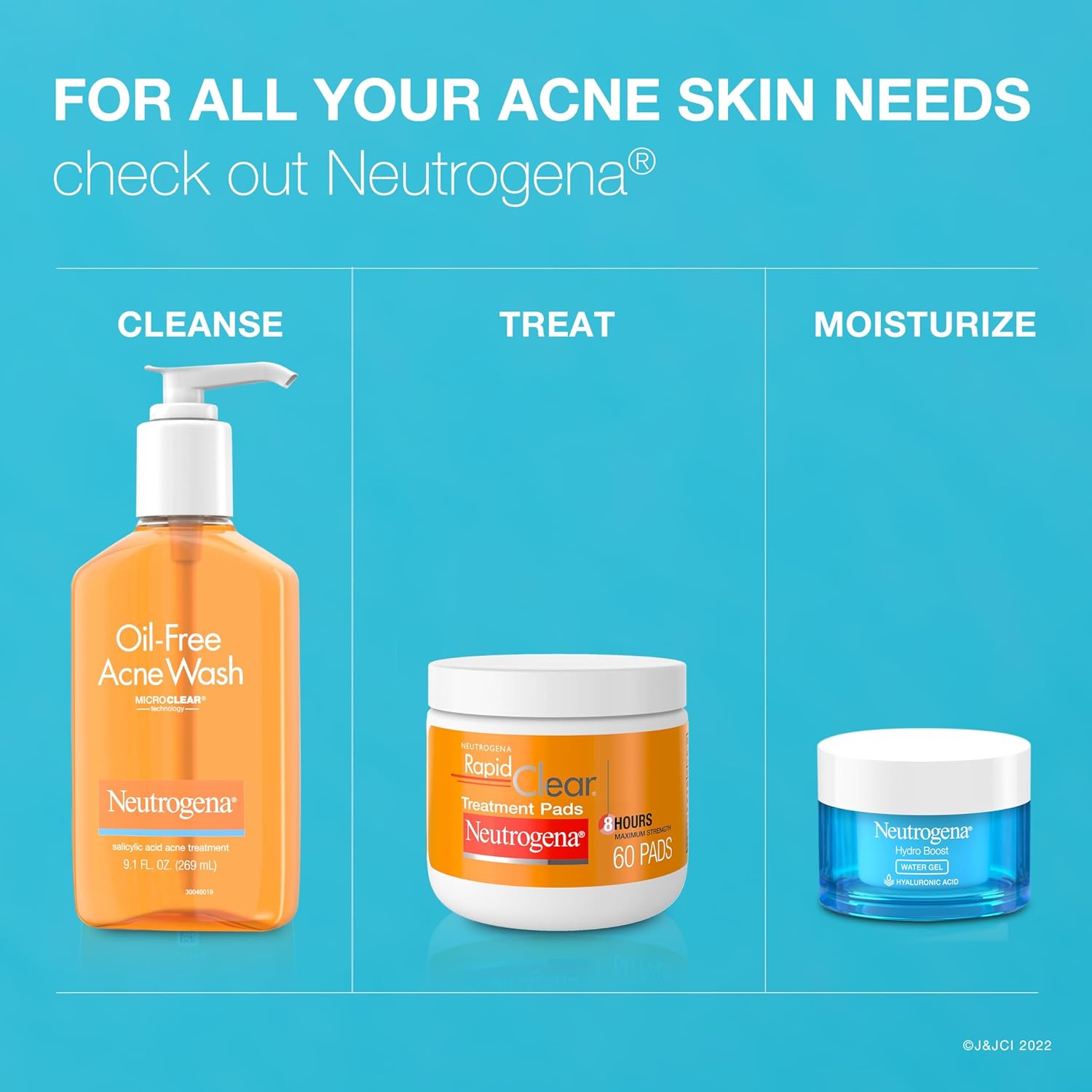 Neutrogena Oil-Free Acne Wash orange bottle 269ml with pump dispenser