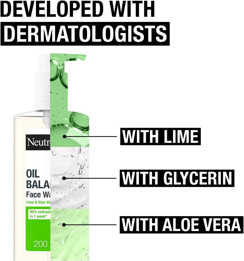 Neutrogena Oil Balancing Facial Wash 200ml with lime and aloe vera