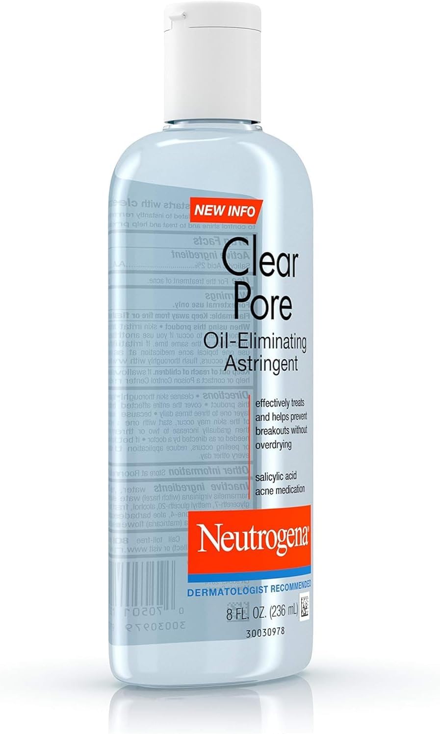 Neutrogena Clear Pore Oil-Eliminating Astringent 236mL light blue liquid bottle