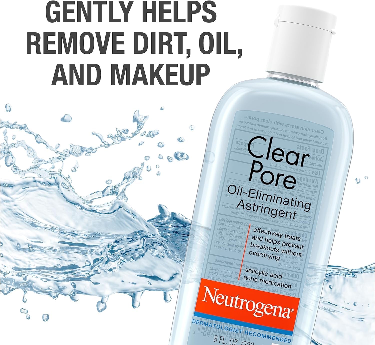 Neutrogena Clear Pore Oil-Eliminating Astringent 236mL clear liquid bottle