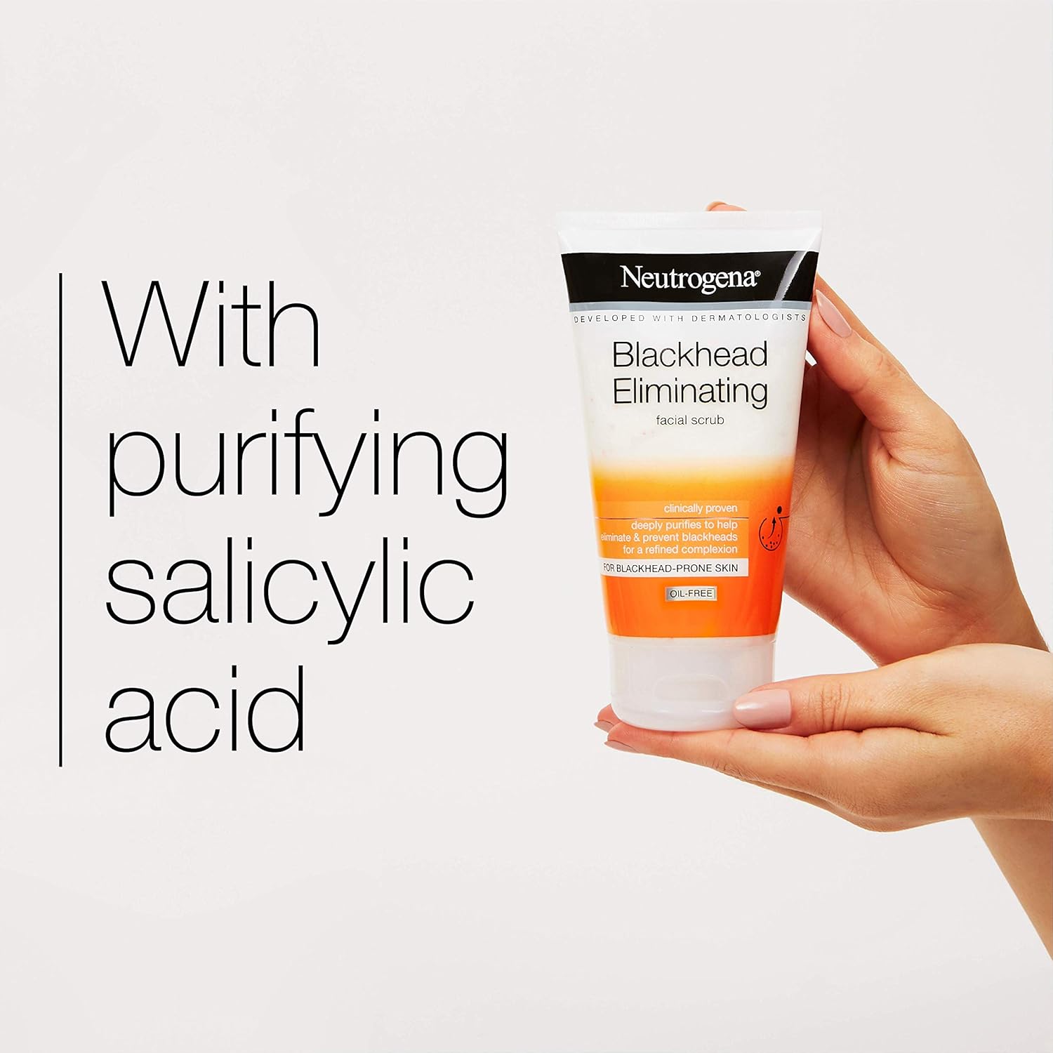 Neutrogena Blackhead Eliminating facial scrub 150ml tube with orange label