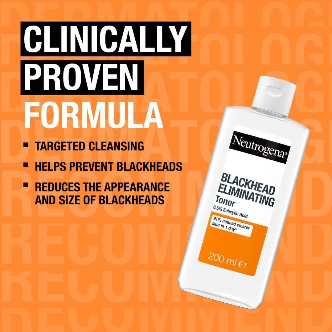 Neutrogena Blackhead Eliminating Toner 200ml with salicylic acid cleanser