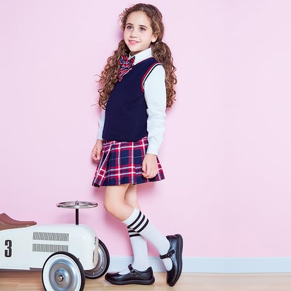 Girls school shoes style GS7179 black leather uniform shoes