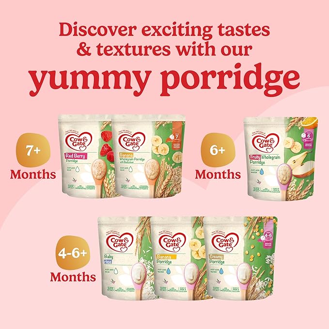 Cow & Gate Fruity Wholegrain Porridge 125g pouch for six months plus