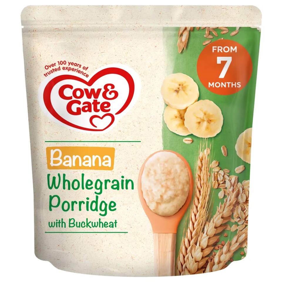 Cow & Gate Banana Wholegrain Porridge with Buckwheat 200g pouch for 7+ months