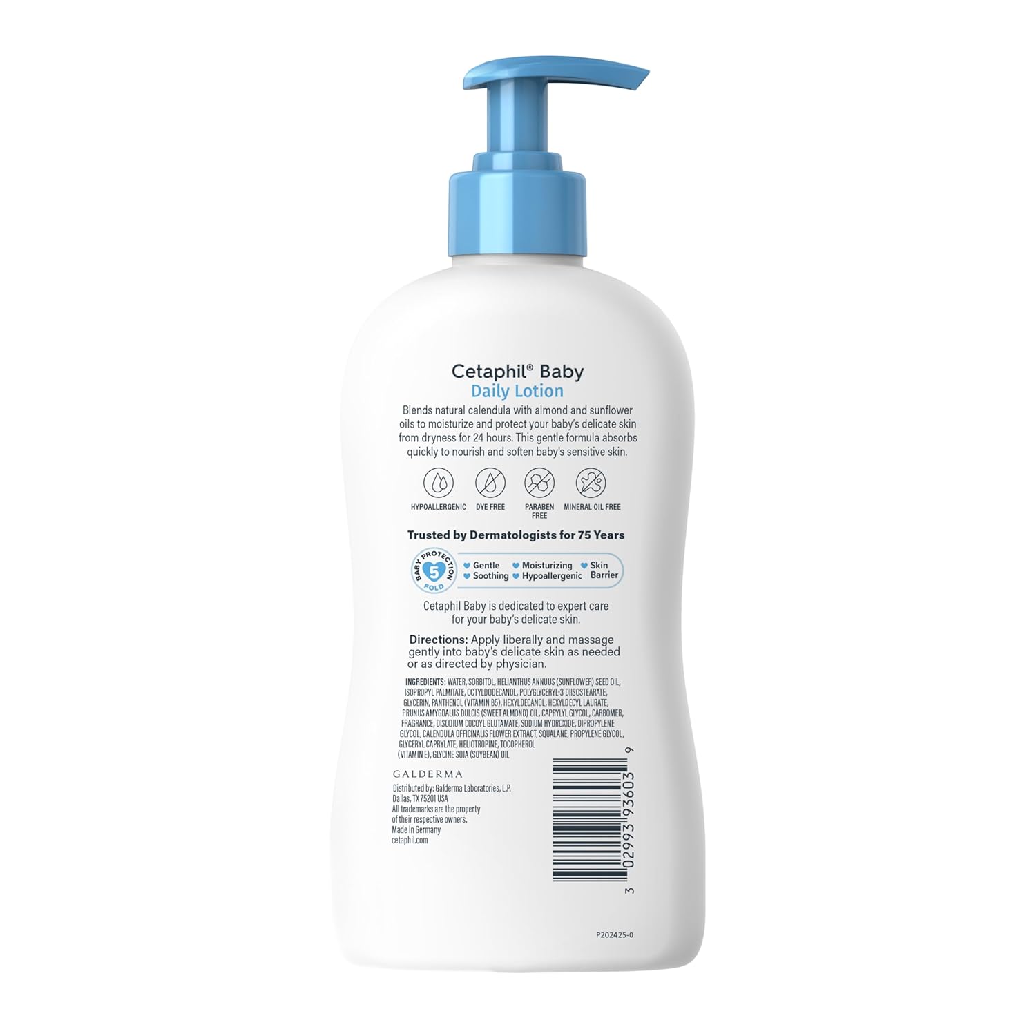 Cetaphil Baby Daily Lotion 399ml white bottle with blue pump dispenser
