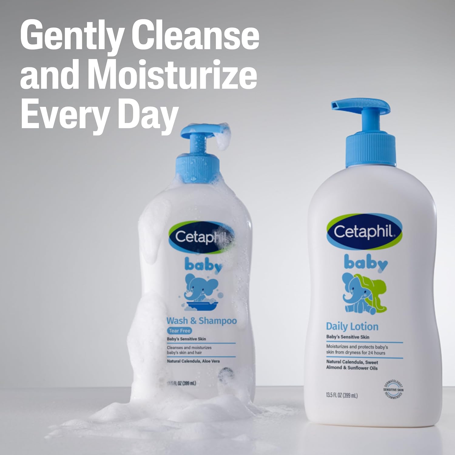 Cetaphil Baby Daily Lotion 399ml white bottle with blue pump dispenser