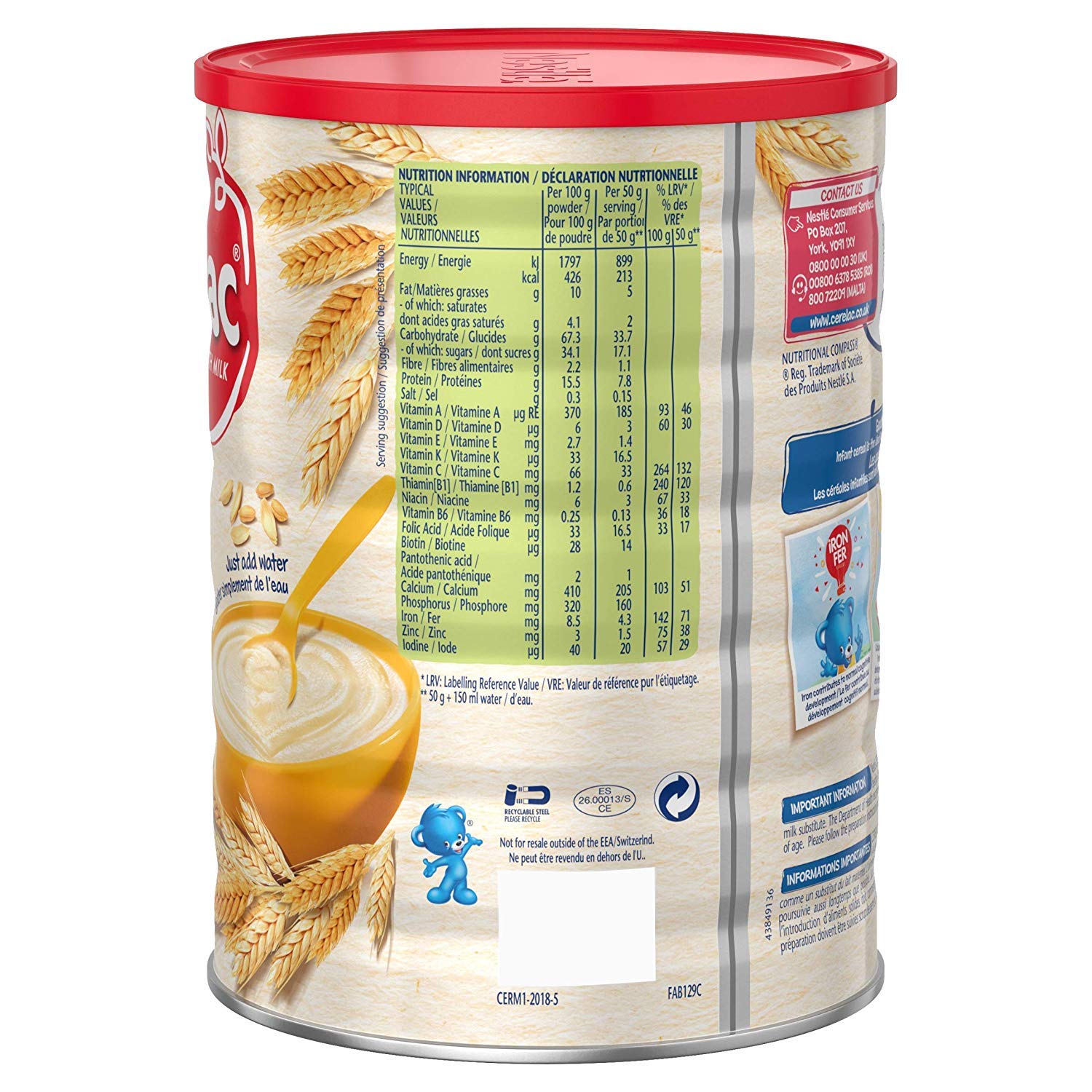 Nestlé Cerelac Wheat with Milk infant cereal 1kg tin