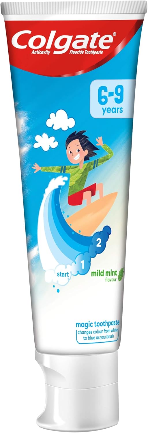 Colgate Kids Mild Mint Toothpaste for ages 6–9 years, colour-changing formula