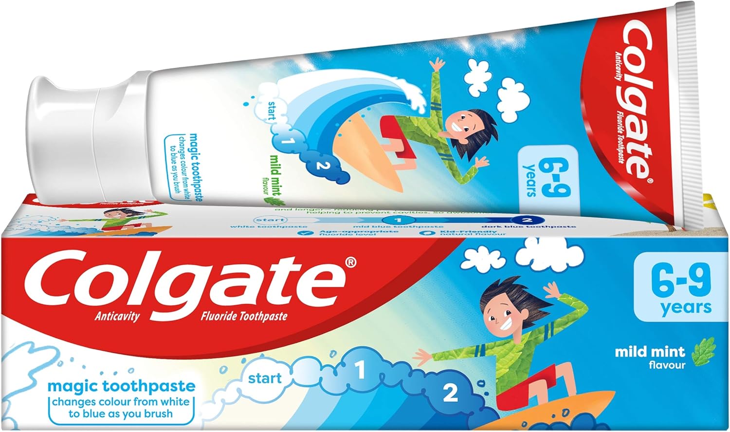 Colgate Kids Mild Mint Toothpaste for ages 6–9 years with fluoride anticavity protection