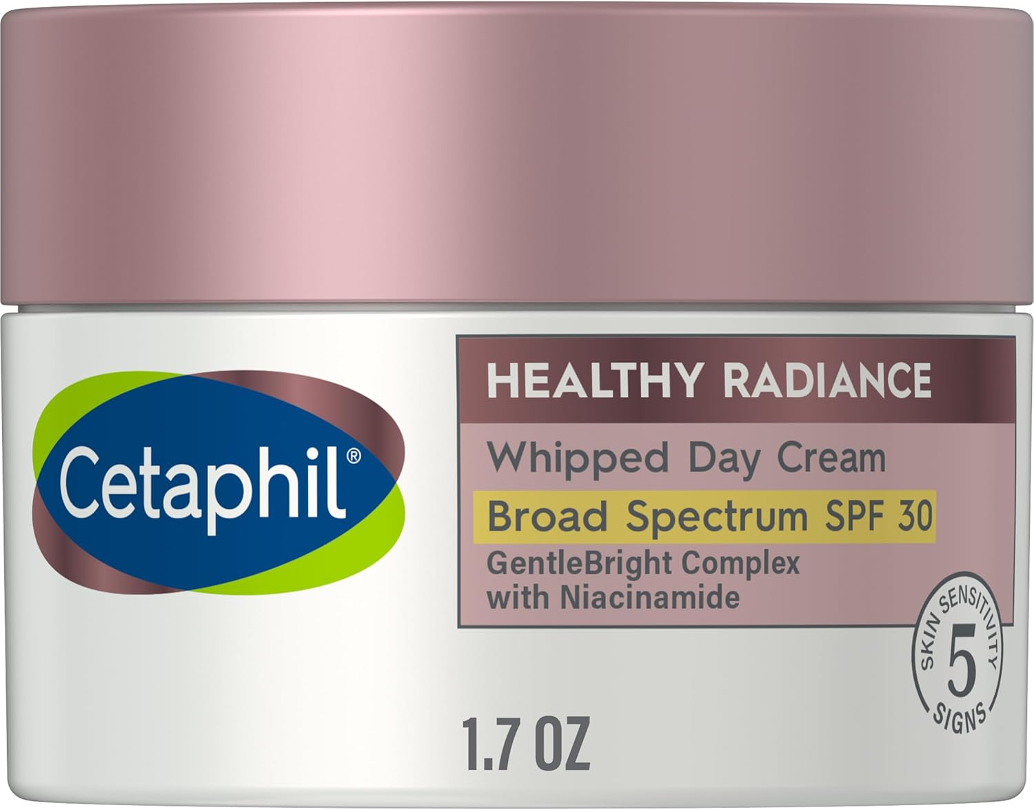 CETAPHIL Healthy Radiance Whipped Day Cream SPF 30 jar with mauve lid