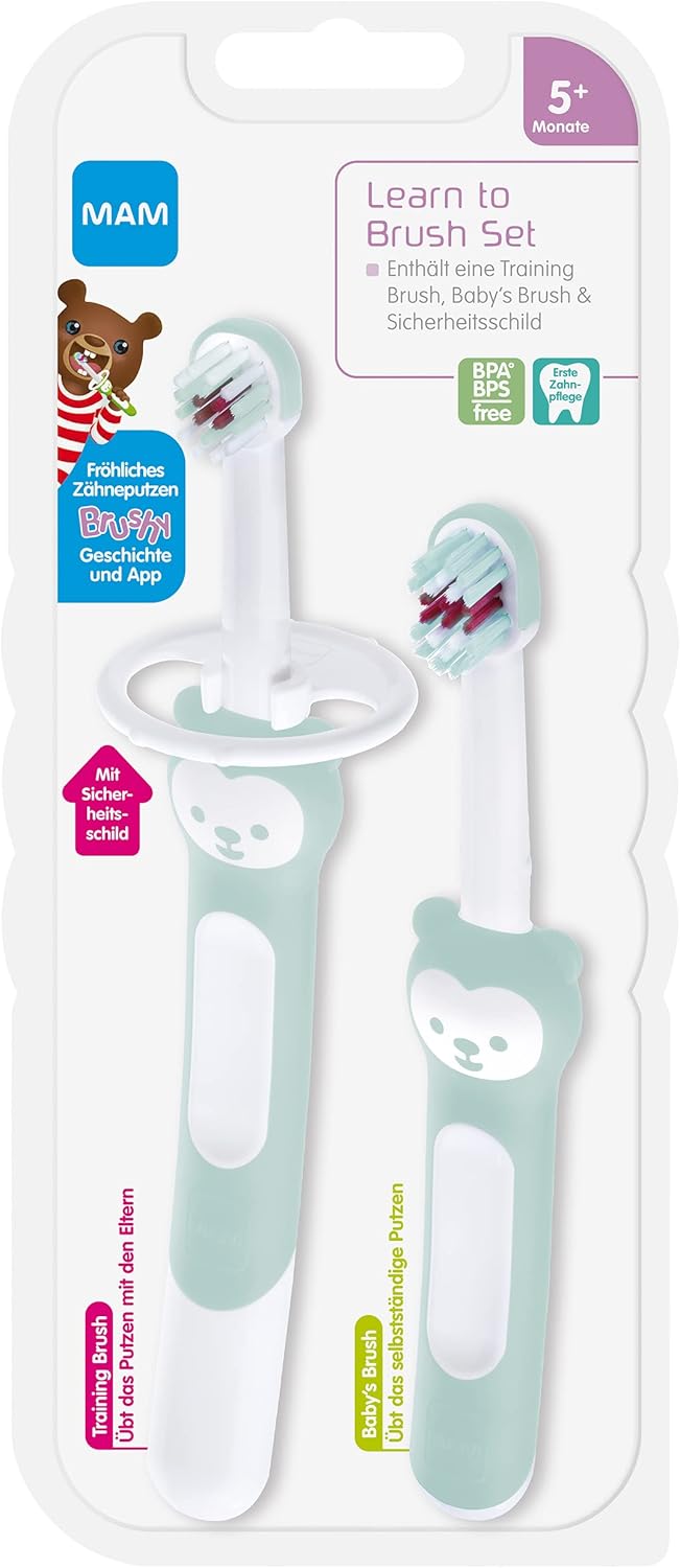 MAM Learn to Brush Set training brush five months and older mint green