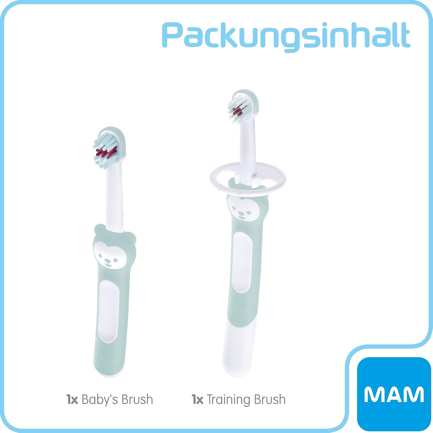 MAM Training Brush five months plus, mint and white with soft bristles