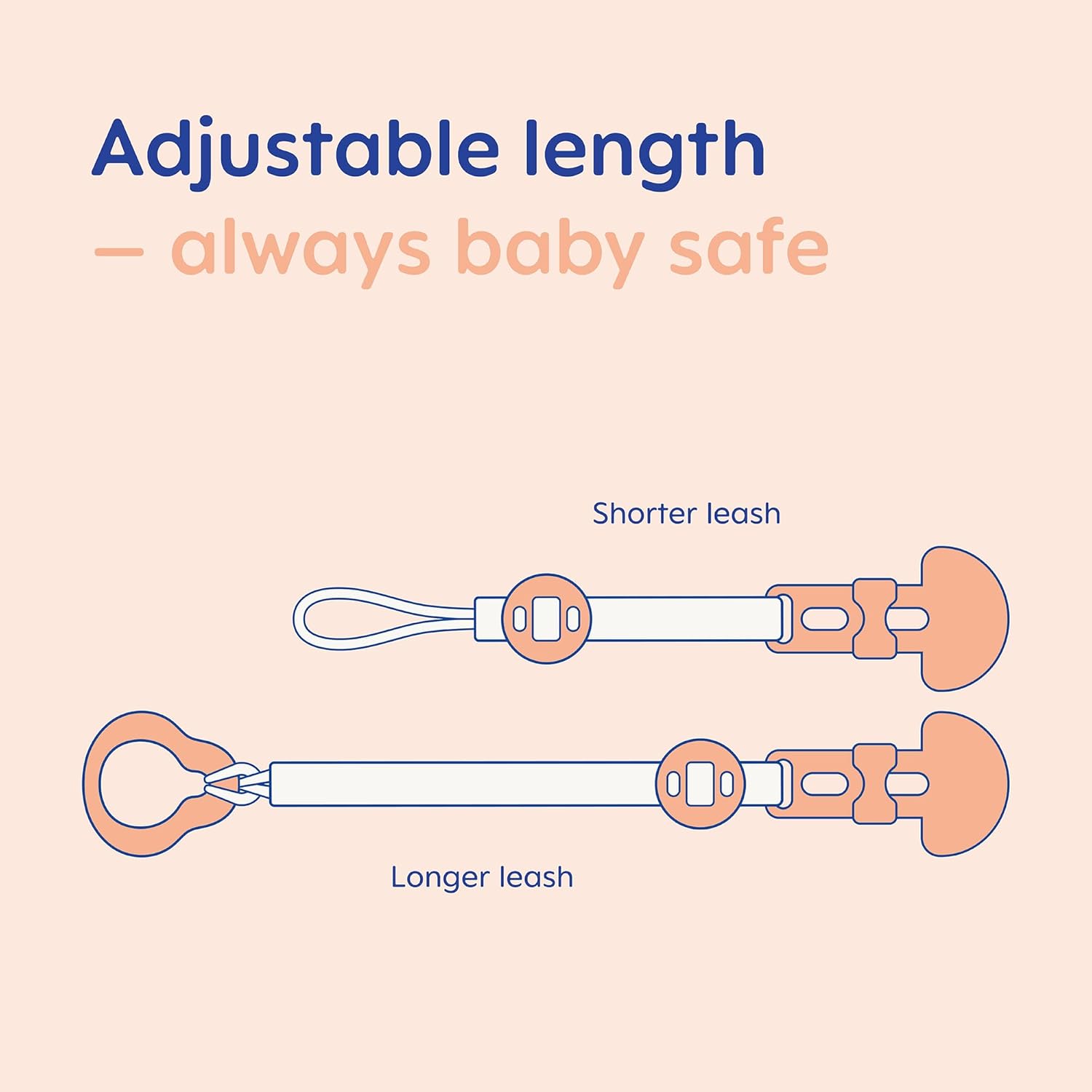 MAM Style Clip pink 2-pack with adjustable length pacifier attachment