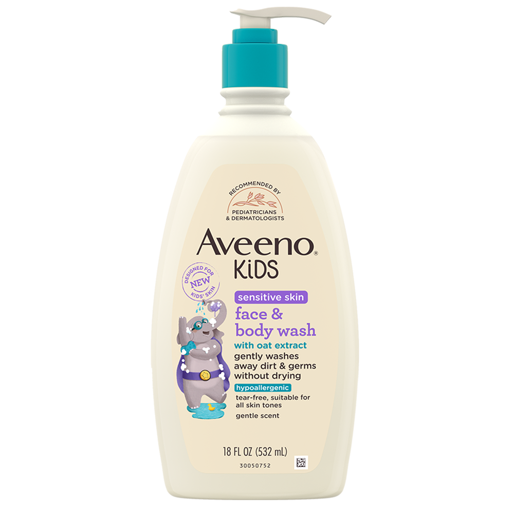 Aveeno Kids Sensitive Skin Face and Body Wash with Oat Extract, 18 fl oz bottle