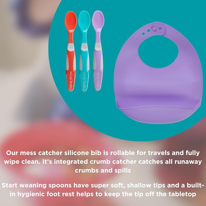 Vital Baby Nourish Complete Weaning Kit, 10-piece set with spoons and bib