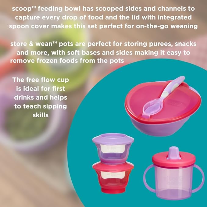 Vital Baby Nourish Complete Baby Weaning Kit 10 pieces Fizz pink purple