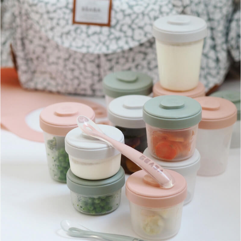 Béaba Clip Portions food storage containers eucalyptus expert pack with spoons