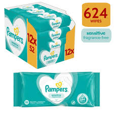 Pampers Sensitive baby wipes 52 pack fragrance-free cleansing wipes