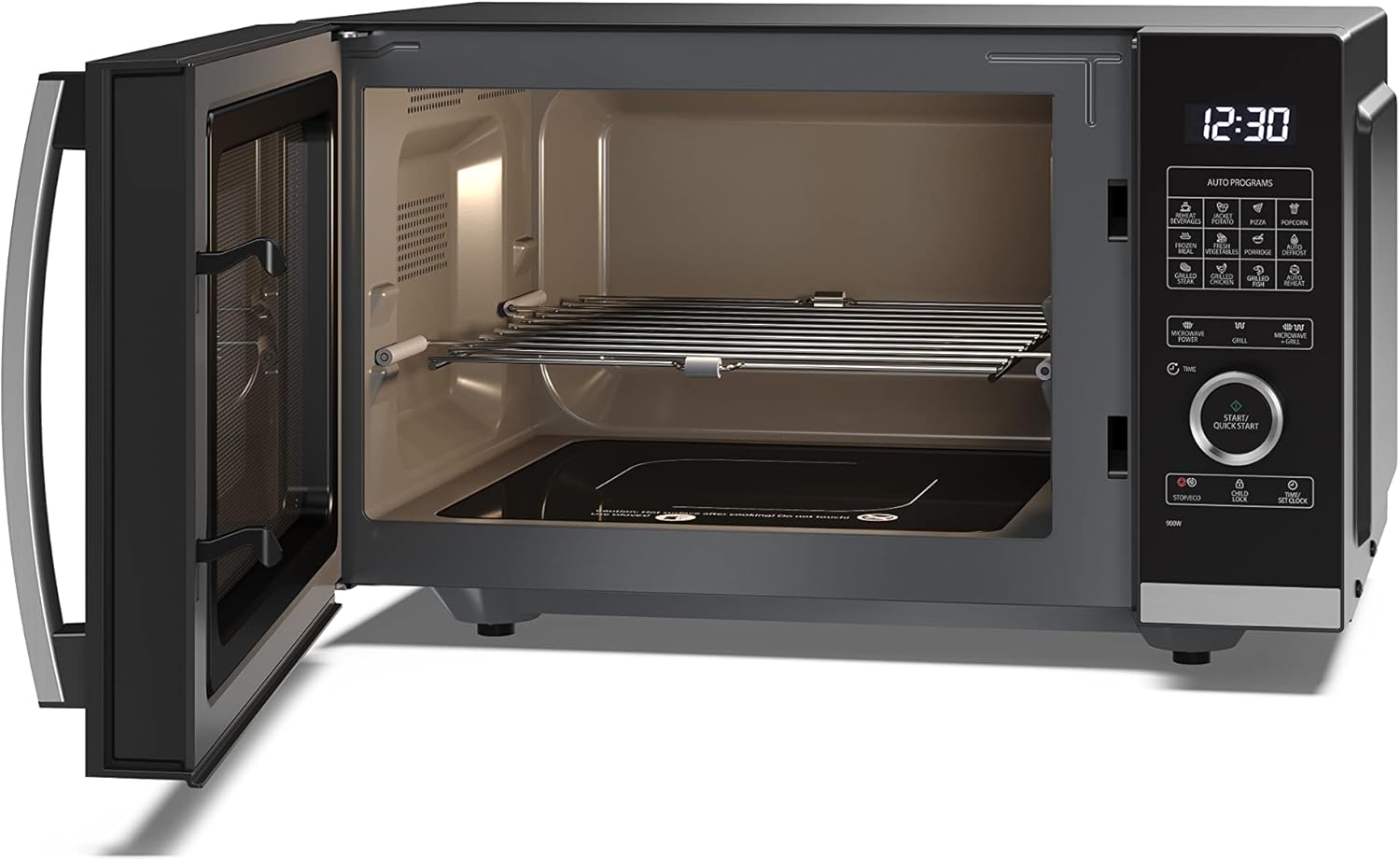 Sharp black 900W microwave oven and 1000W grill combination unit