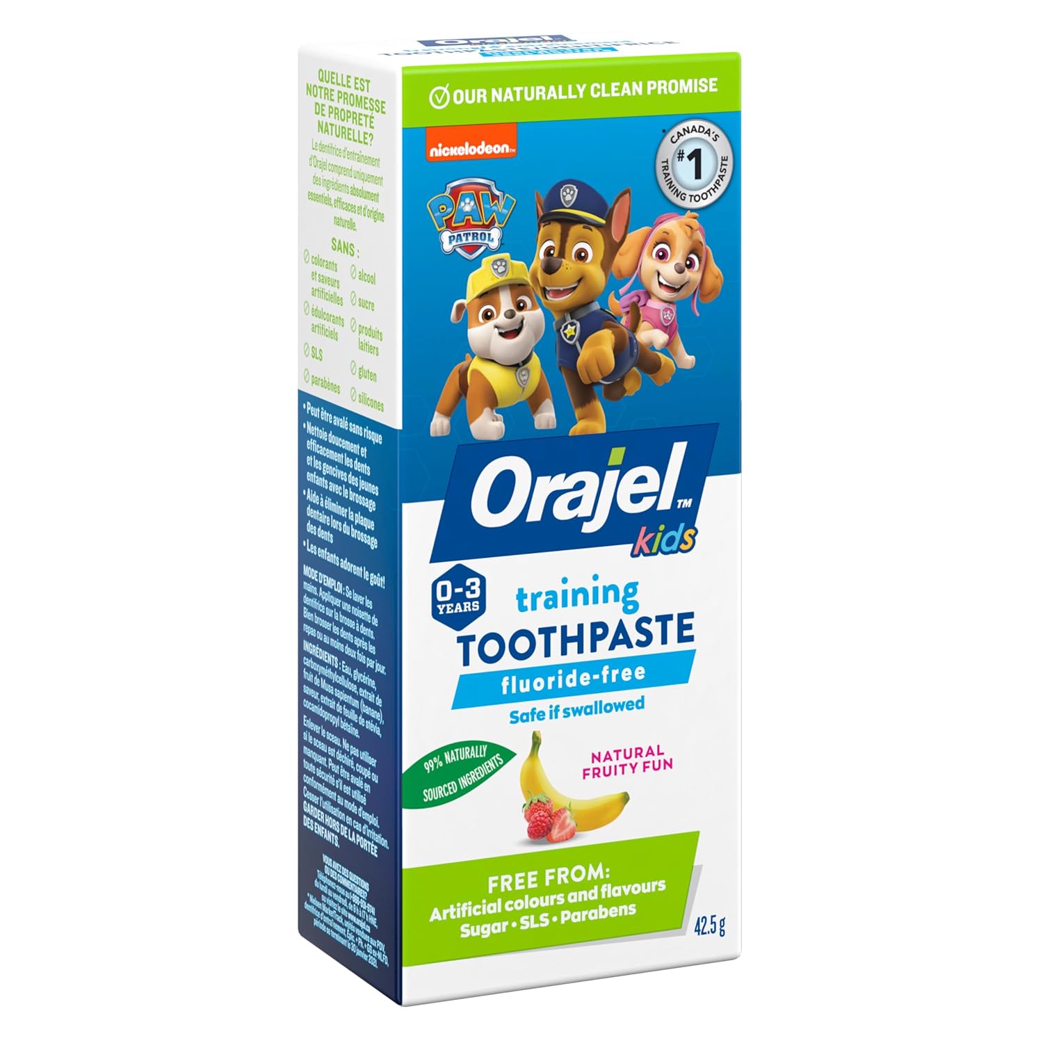 Orajel Kids fluoride-free training toothpaste Fruity Fun flavour 42.5g tube