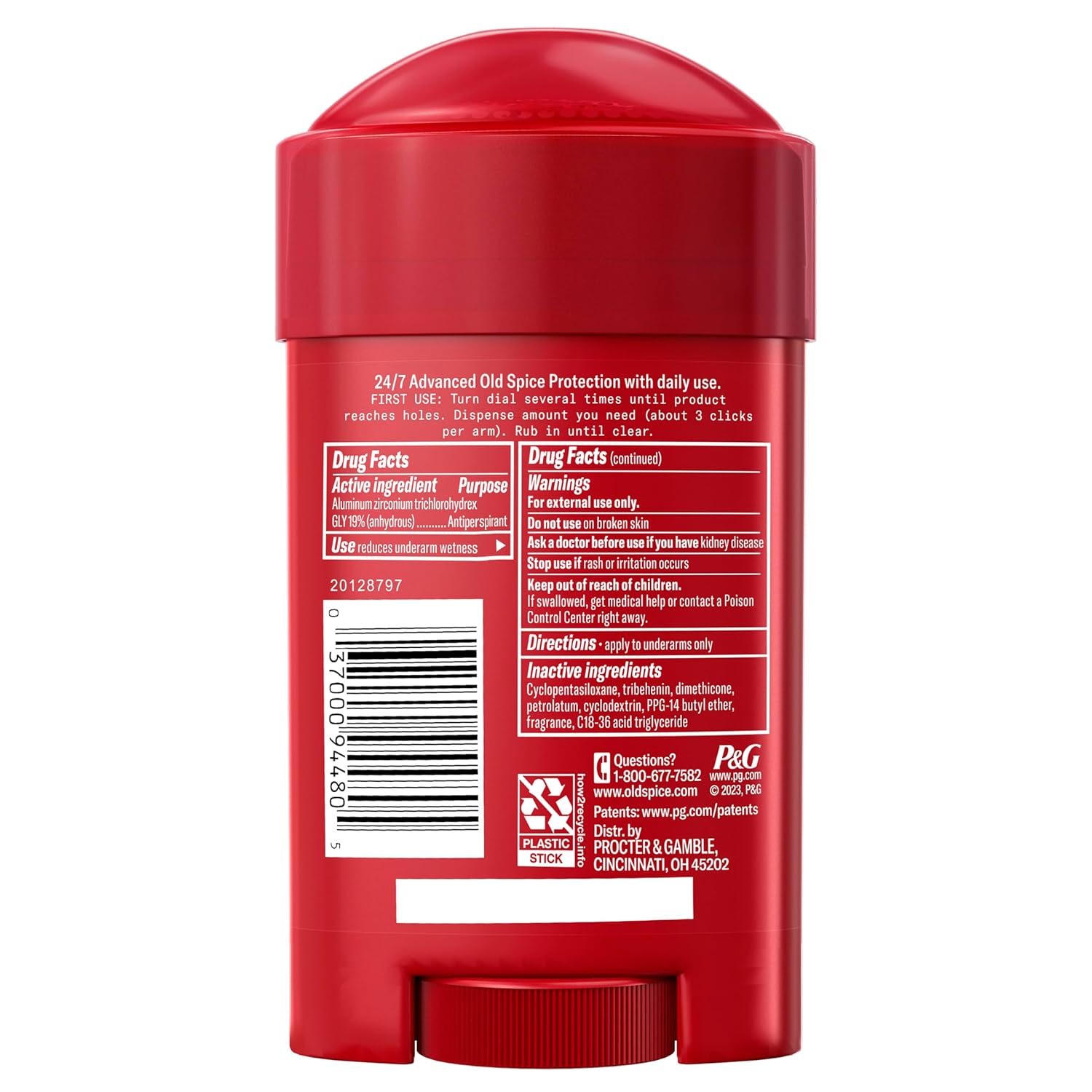 Old Spice red antiperspirant deodorant stick, 2.6oz, Sweat Defense