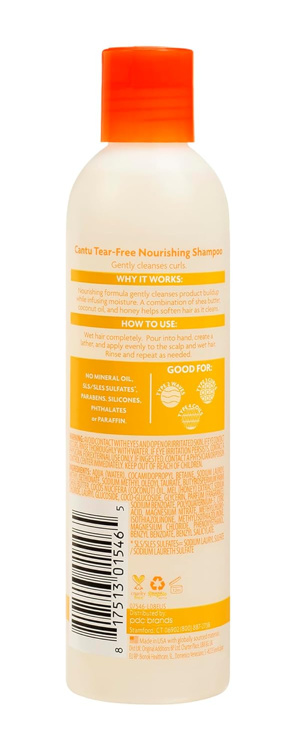 Cantu Care for Kids TearFree Nourishing Shampoo 8 fluid ounce bottle with orange cap