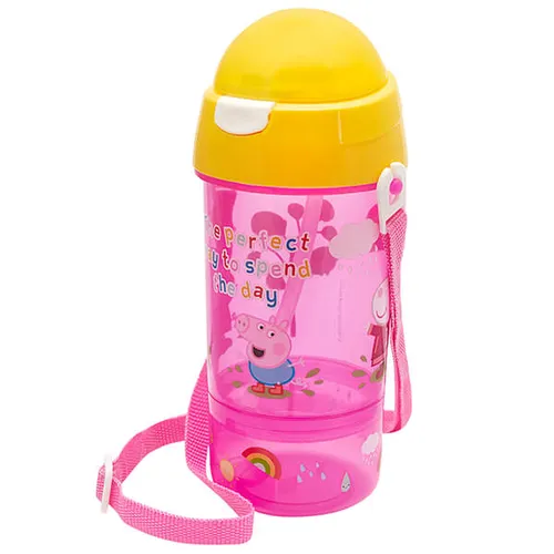 Peppa Pig Perfect Day pink sip and snack canteen with yellow lid