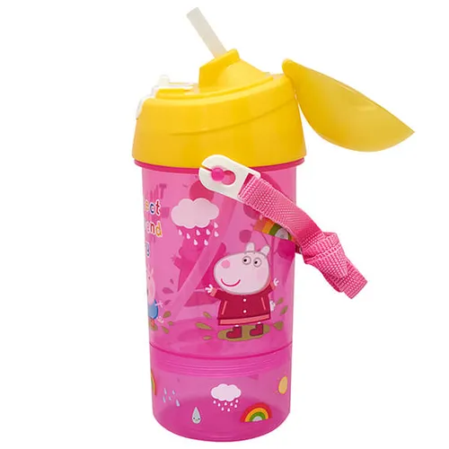Peppa Pig Perfect Day pink and yellow sip and snack canteen with straw