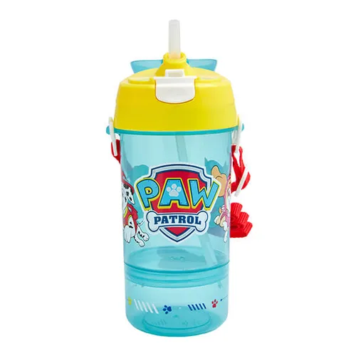 Paw Patrol Team Sip and Snack Canteen yellow and turquoise with straw