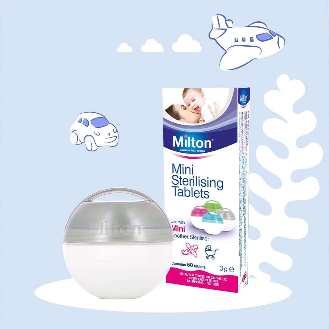 Milton Mini Sterilising Tablets 50 pack with white container