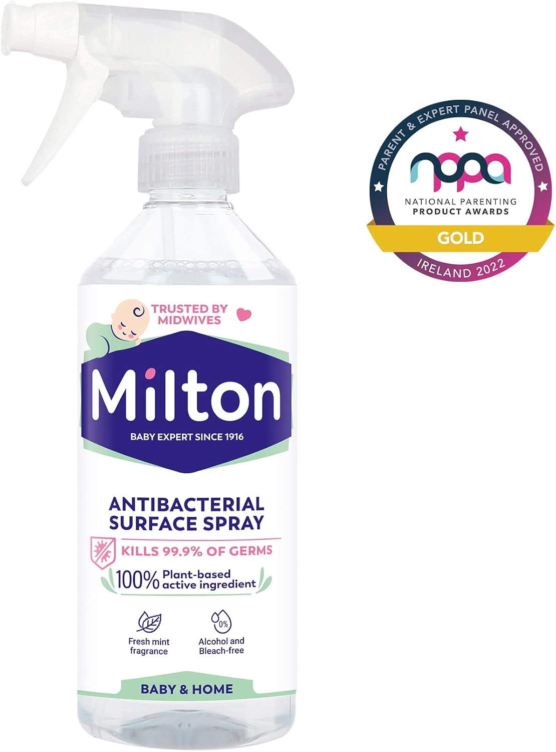 Milton Antibacterial Surface Spray 500ml white trigger bottle with navy label