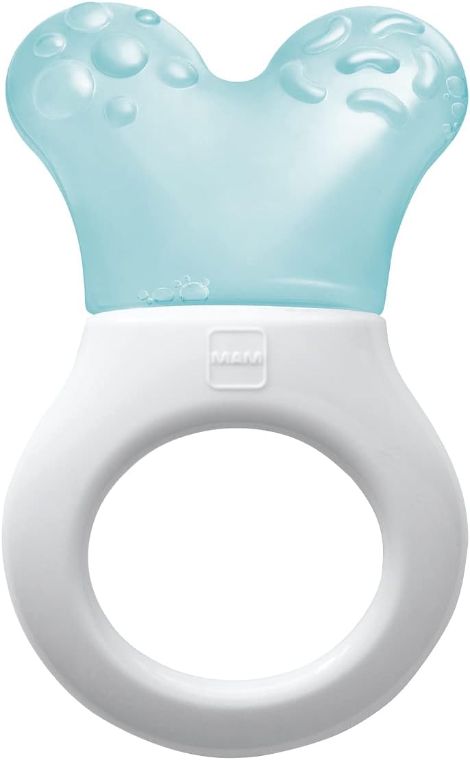 MAM Mini Cooler & Clip teething ring light blue and white