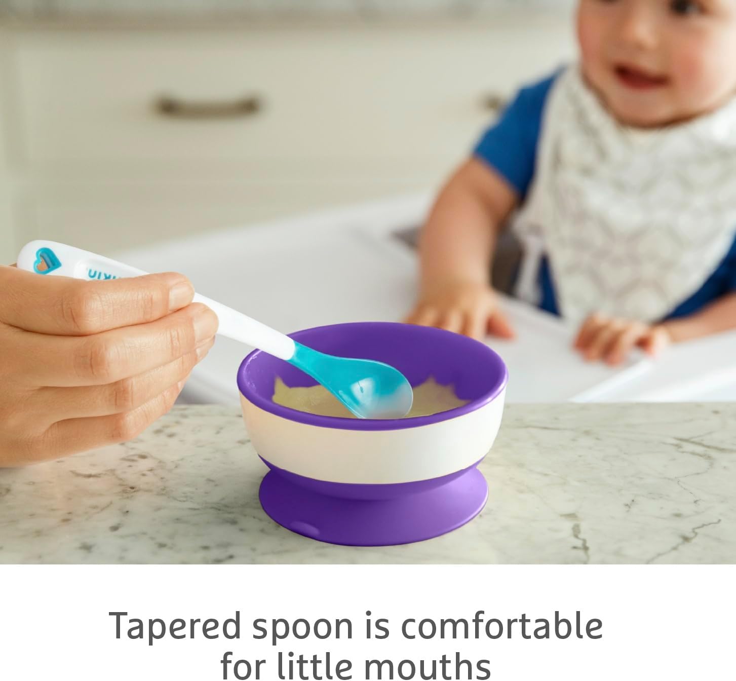 Munchkin White Hot Safety Spoons four-pack turquoise and white heat-sensing utensils