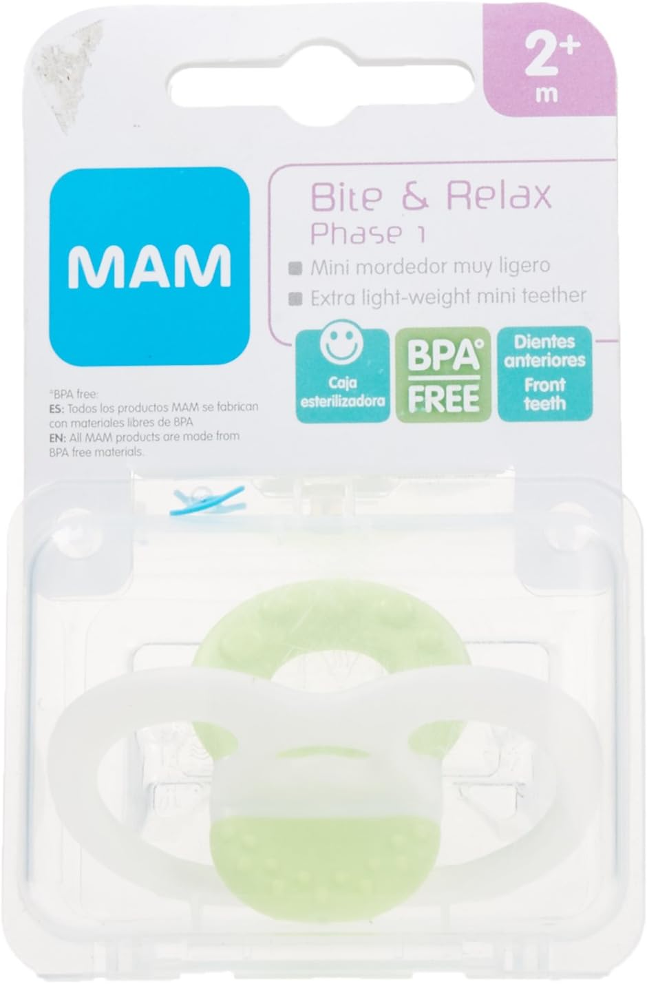 MAM Bite & Relax Phase 1 white and green mini teether for two months plus