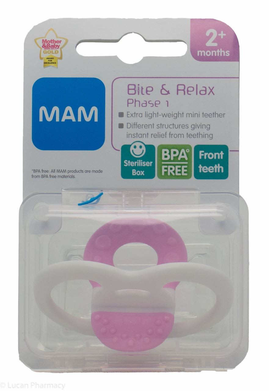 MAM Bite & Relax phase 1 pink and white teether for two months plus