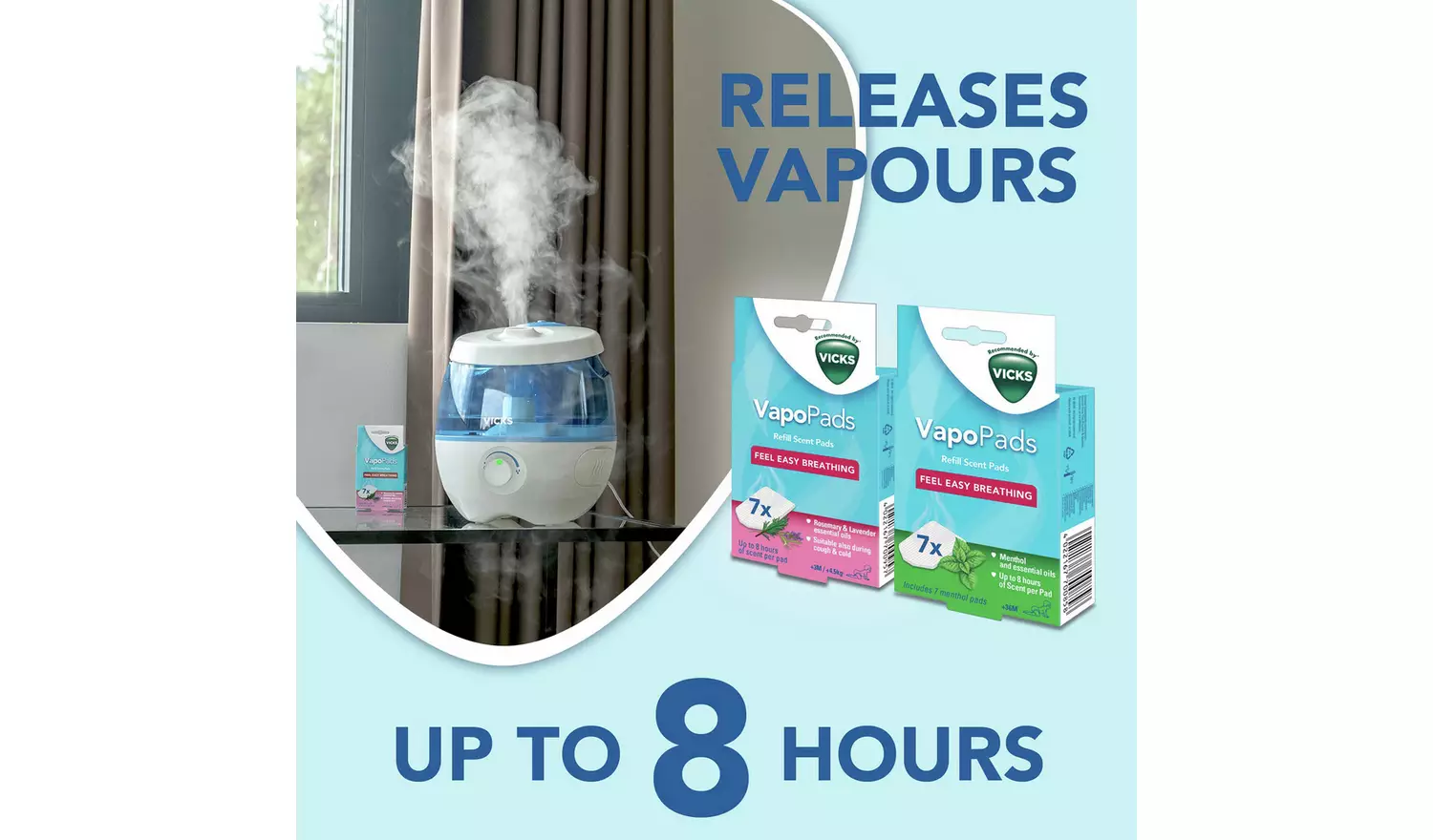 Vicks SweetDreams Cool Mist Humidifier white and blue with vapour release