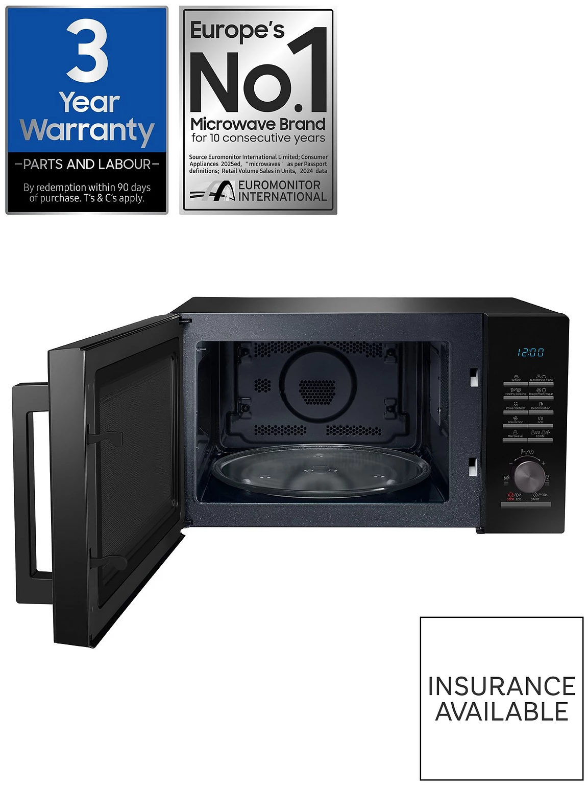 Samsung MC28A5125AK black 28-litre combination microwave with convection grill