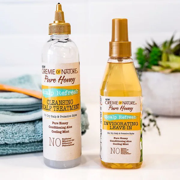 Crème of Nature Pure Honey Scalp Refresh Invigorating Leave-In Conditioner spray bottle