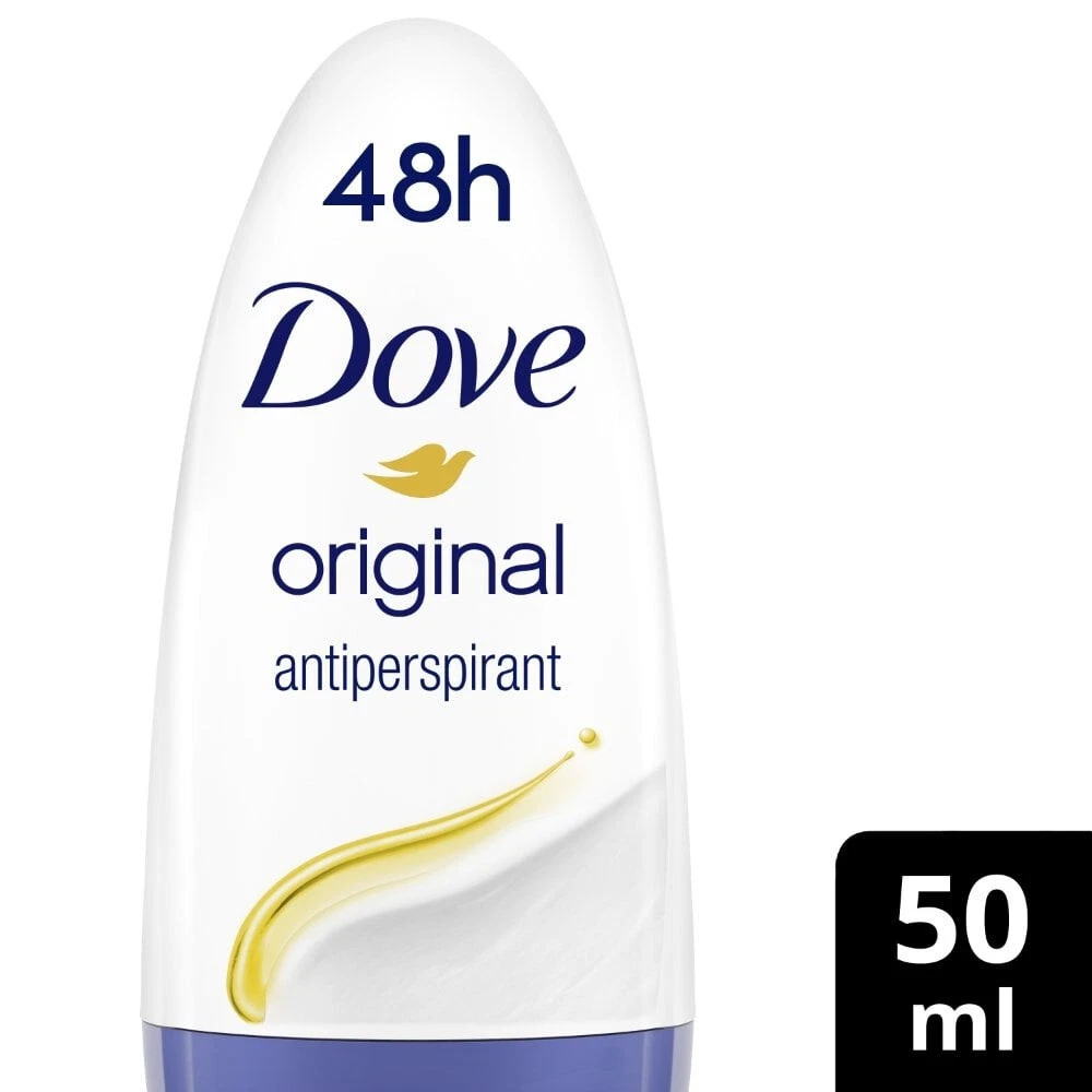 Dove Original Anti-Perspirant Roll-On Deodorant 50ml white bottle with blue base